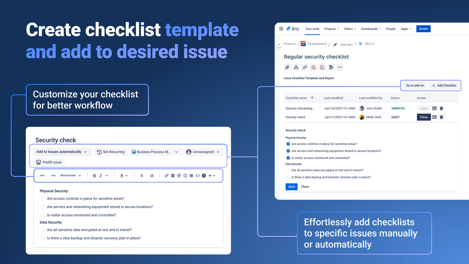 Create a Jira Checklist Template