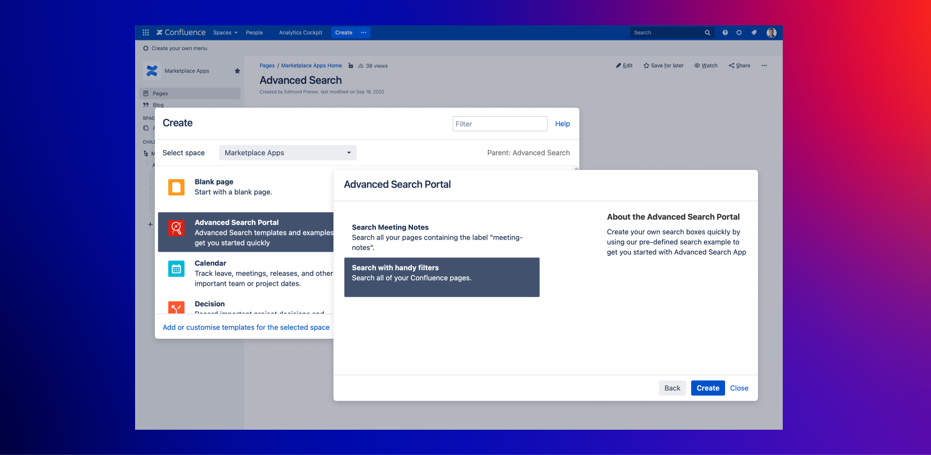 Get started quickly by using our Search Portal Blueprint. The templates include useful pre-defined filters.