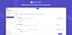 Bulk tools you can safely hand to your team, opened per tool to admins, chosen groups or everyone