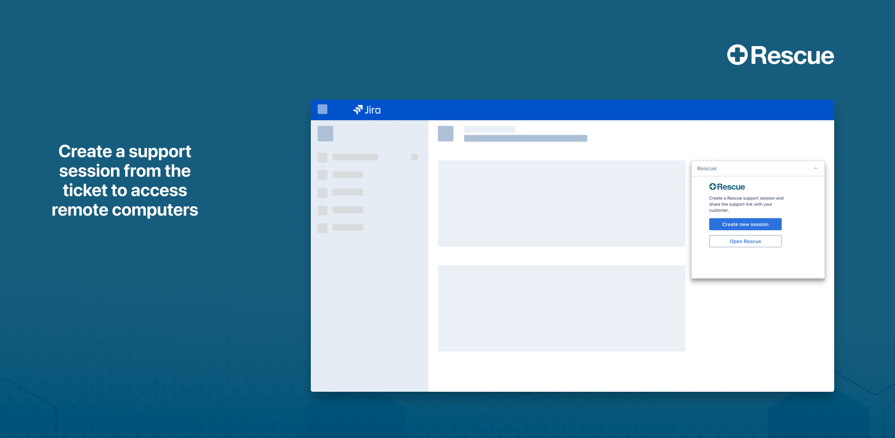 Create a support session from the ticket to access remote computers.