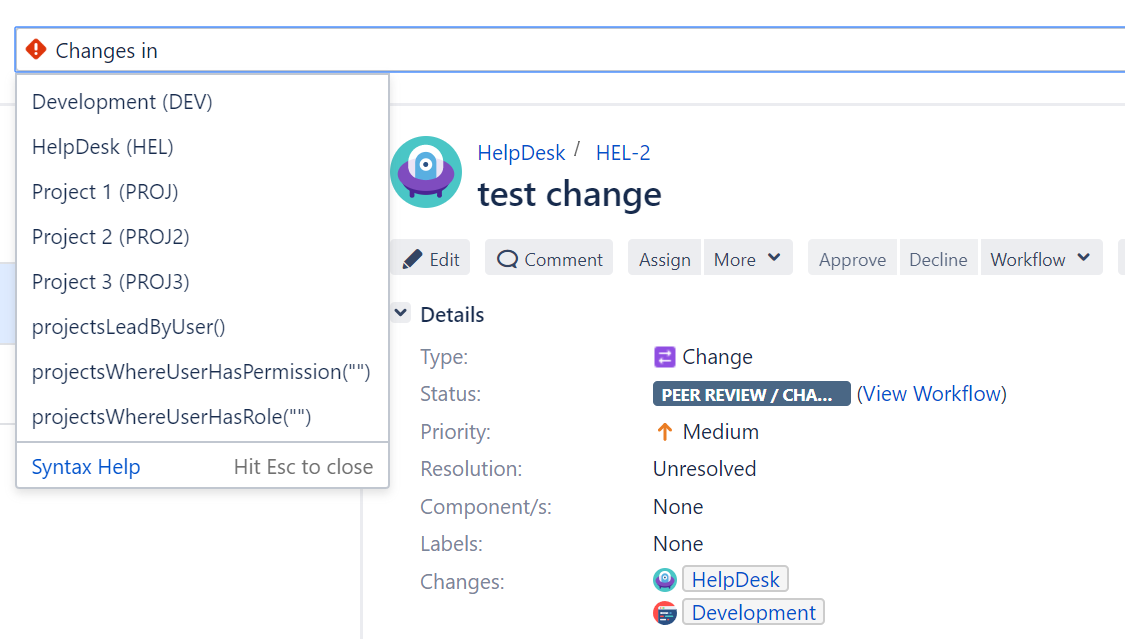 Build complicated JQLs using (is, in, and =)