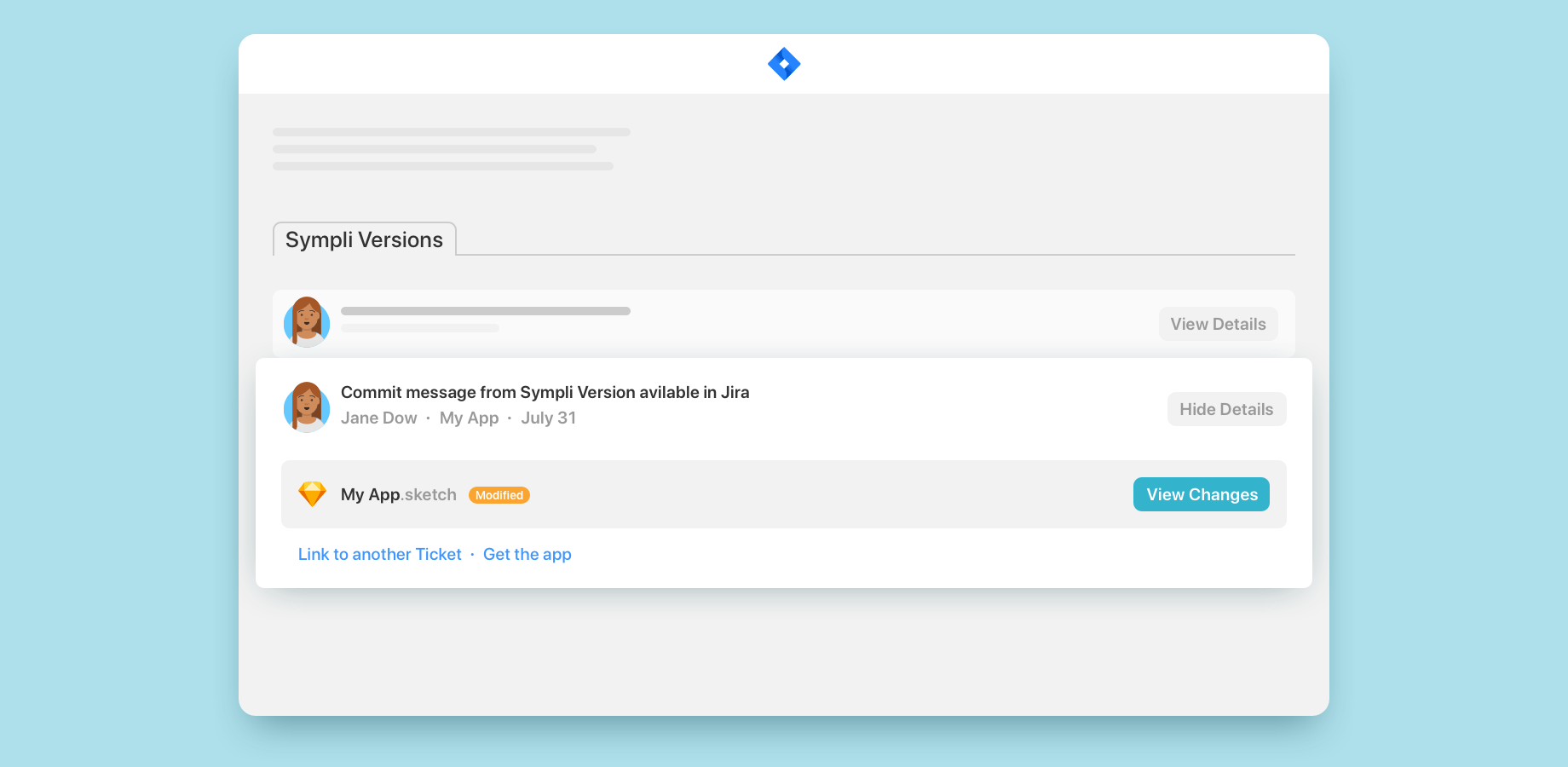 This screenshot shows the commits to the design that were made while working on this ticket.