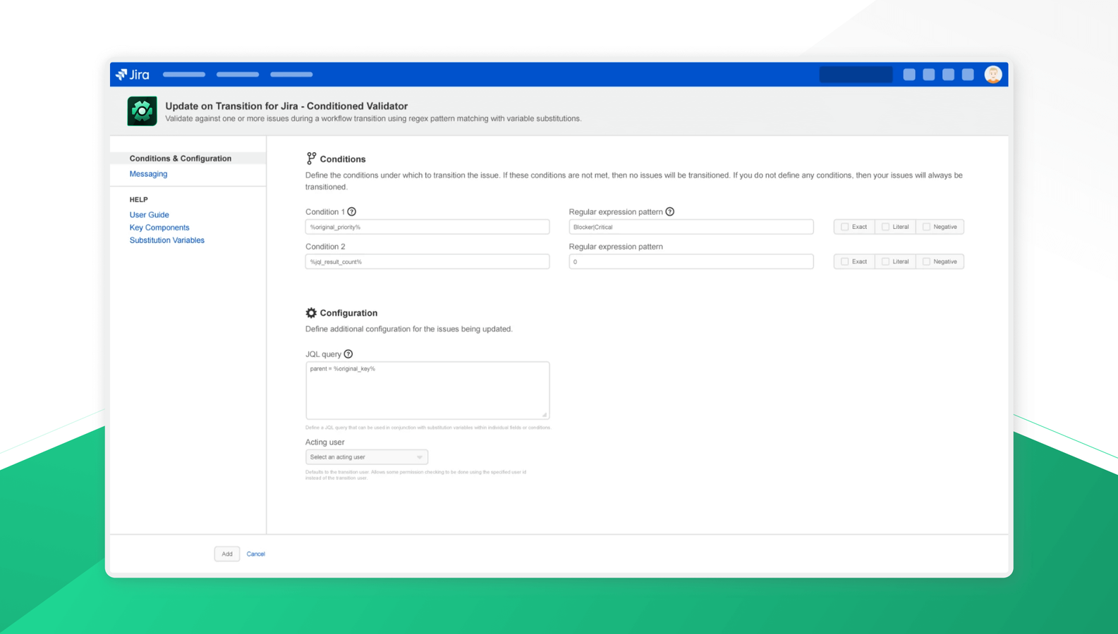 Configure smart workflow transition validators