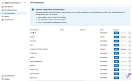 BigQuery Connector for Jira allows to export data from leading marketplace apps. To do this, you need to configure tokens in the relevant tab.