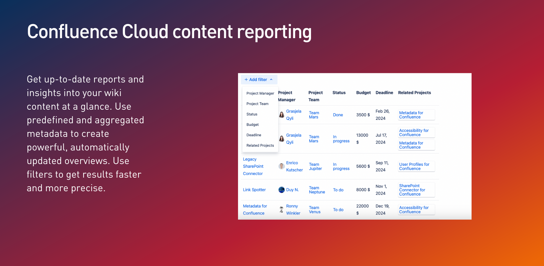 Confluence Cloud content reporting