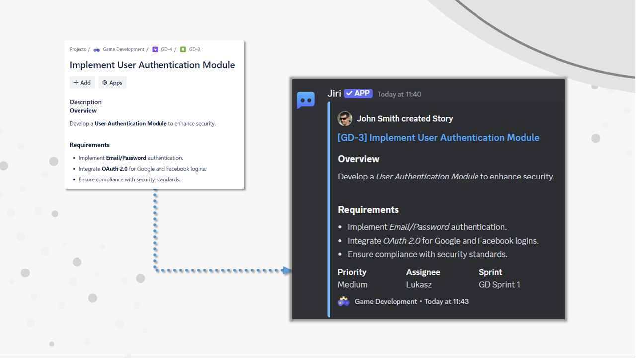 Get Discord channel notifications for Jira issue updates with lots of configuration options. Receive direct message notifications about watched items or mentions.