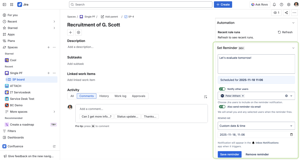 Simply Set Reminder on work item page, notify others.