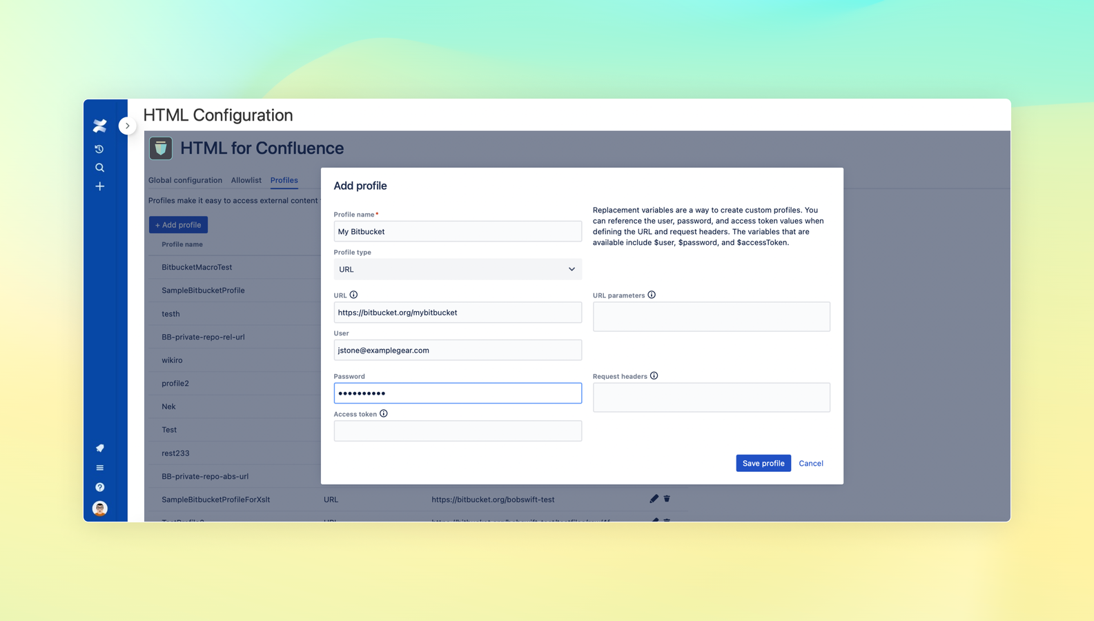 Configure profiles for external data sources