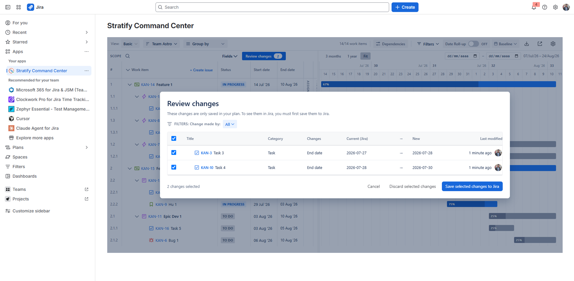 Sandbox (Draft): review pending Gantt edits before they are saved to Jira