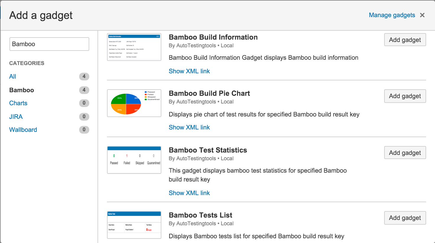 Multiple gadgets for Jira dashboard