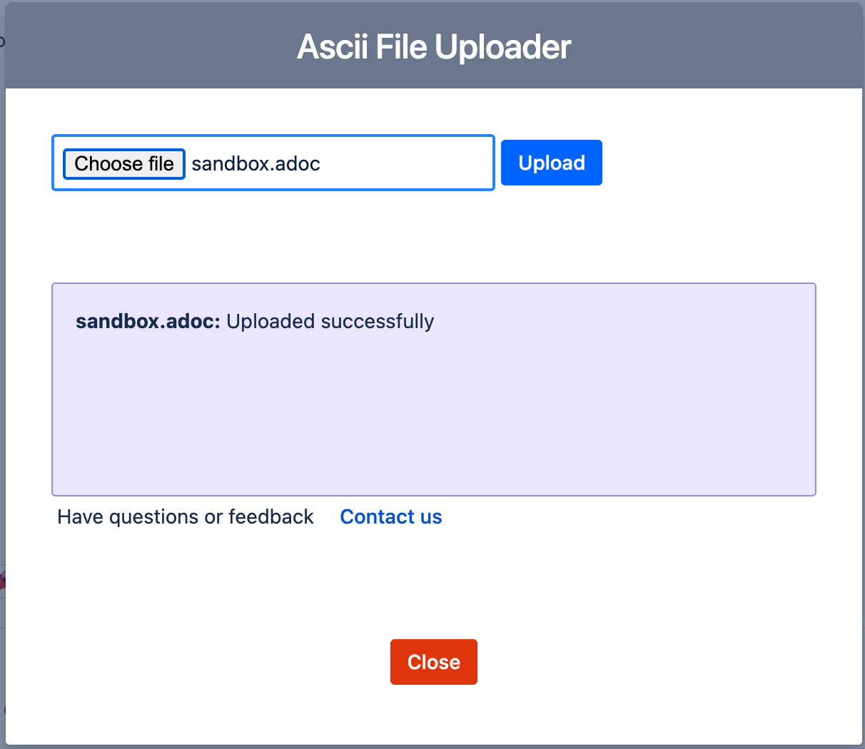 Upload your ascii doc files