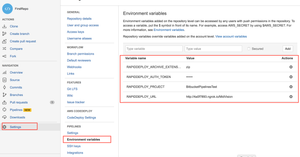 Bitbucket Environment Variables to build RapidDeploy package