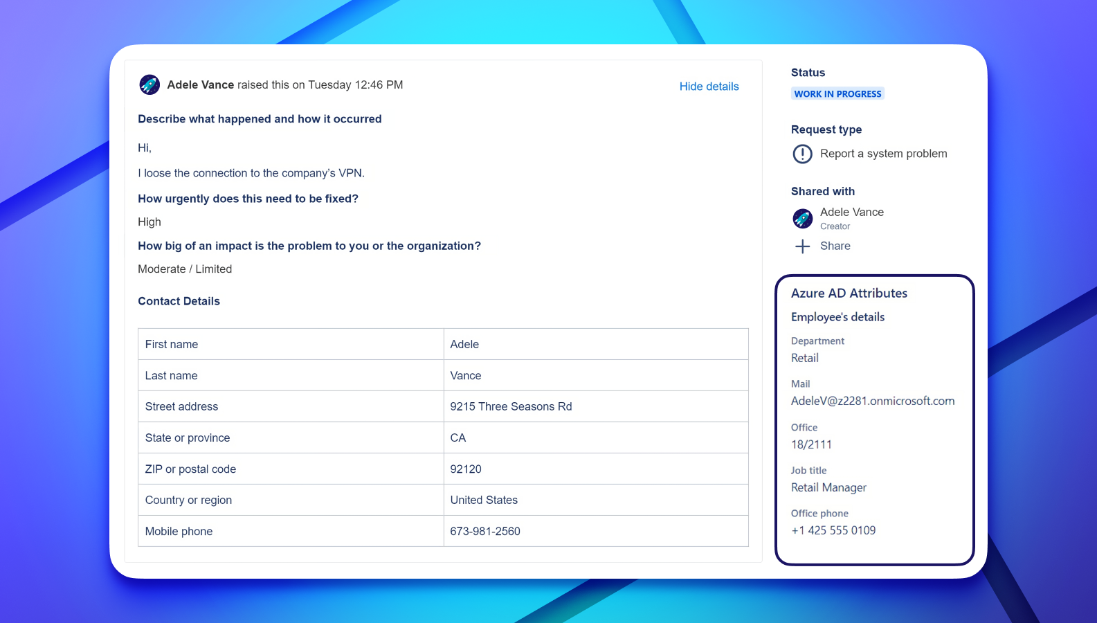 Show user attributes on Jira Issue & Request view