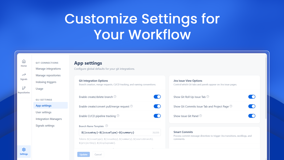 Set global defaults for branch naming, merge requests, CI/CD tracking and which Git tabs appear on Jira issues - configure once, apply to every project.