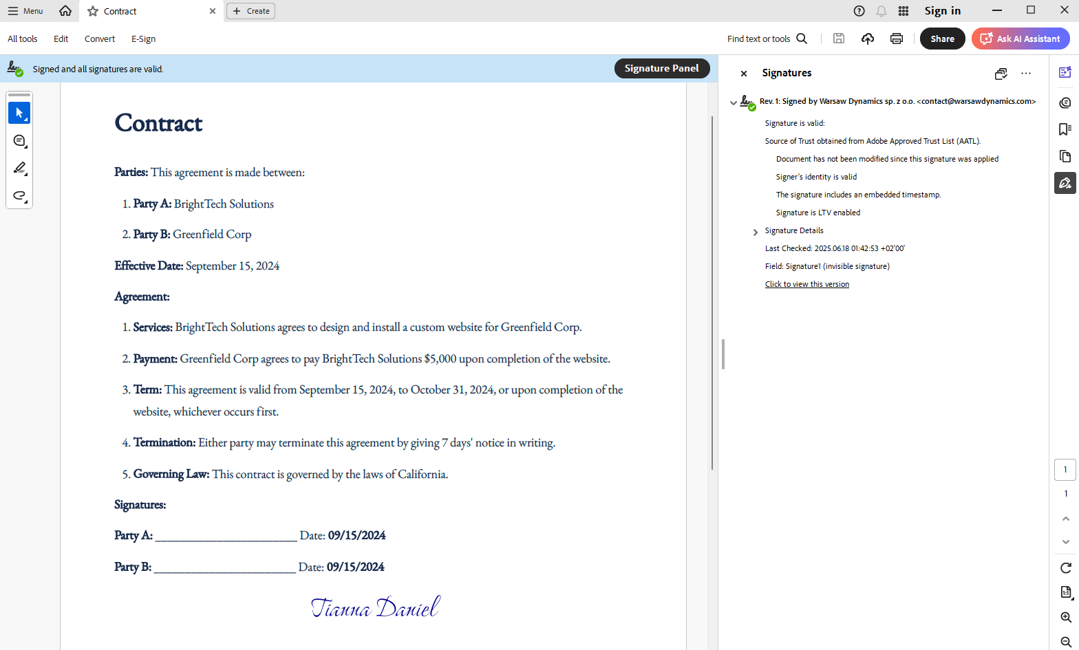 All documents are digitally signed