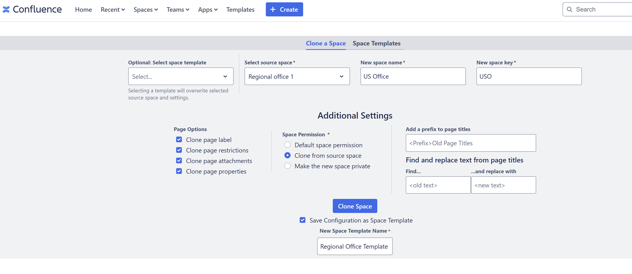 Clone Spaces & Customize Content/Permission