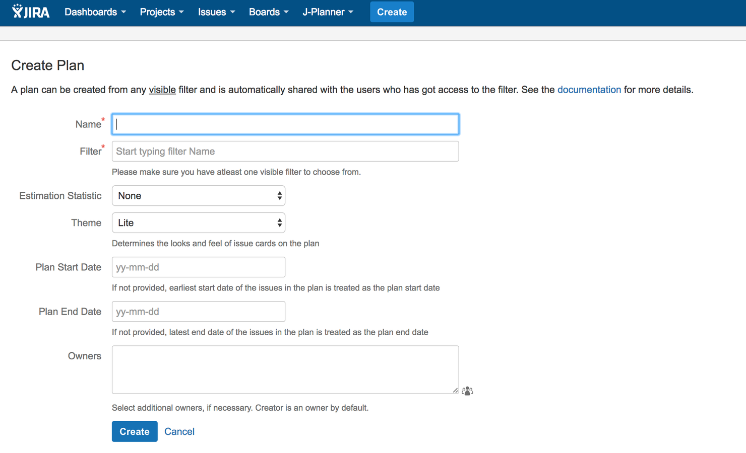 Create/Update plans with ease
