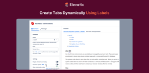 Generate a tab navigation from pages with one or more defined labels.