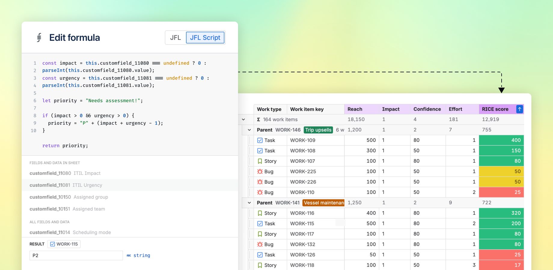 Visualize progress across the whole org with epic sum-ups. Add sum-up levels to groupings and custom hierarchy. Roll up story pts, time tracking, status, and more, with sum, avg, min, max, distribution and progress bars.