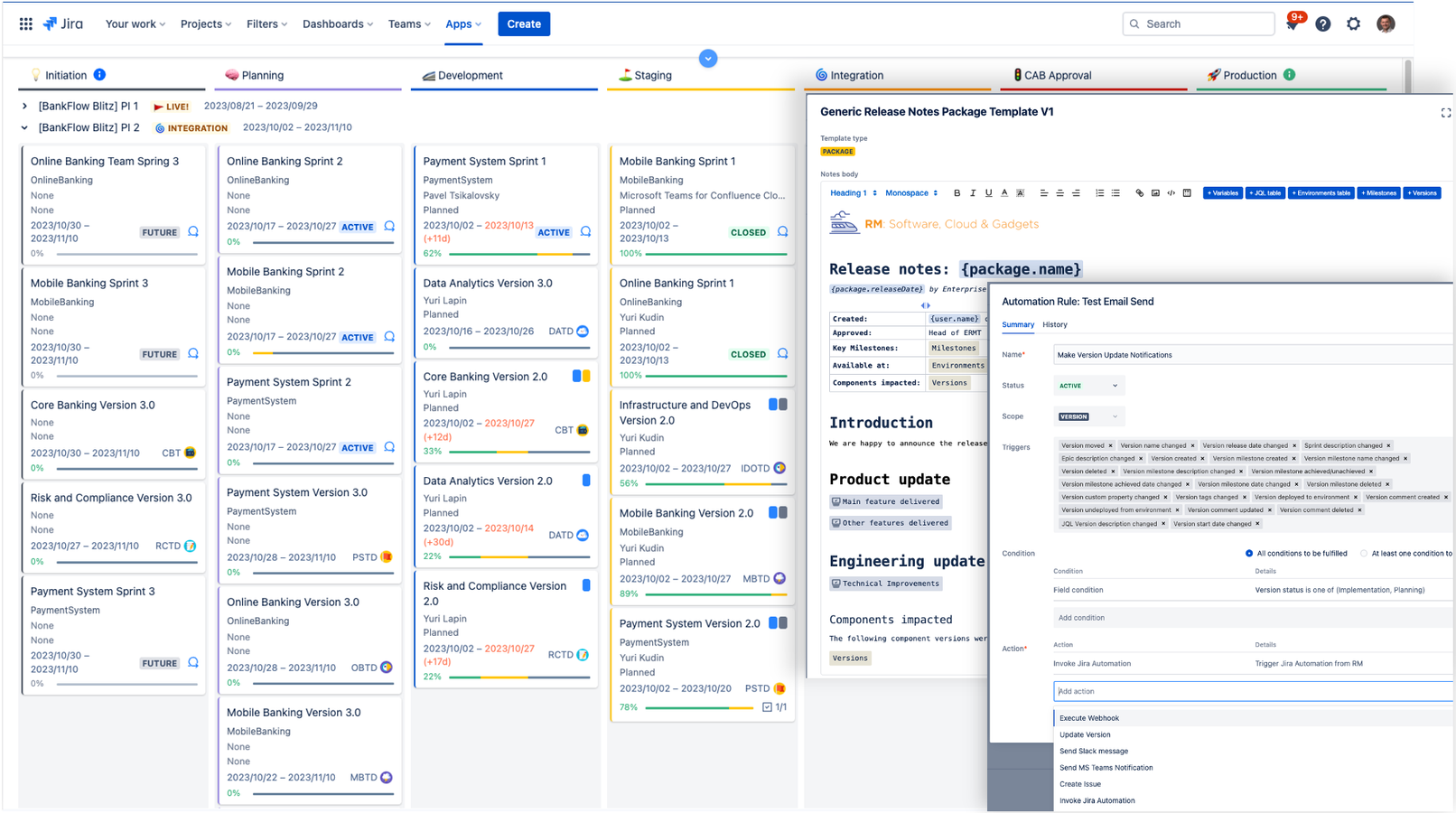 Rich functionality set to automate, track and manage releases. Flexible solution for generating release notes and intermediate progress reports. Analytical insights and gadgets to measure release status & progress.