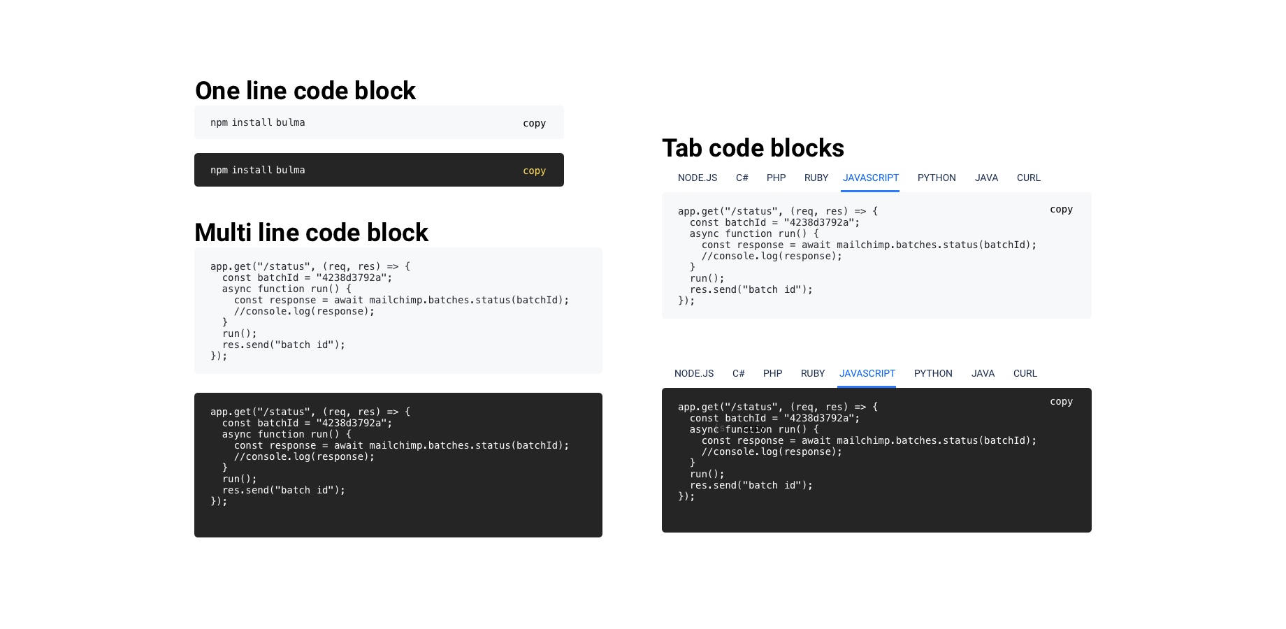 Code block with color highlighting