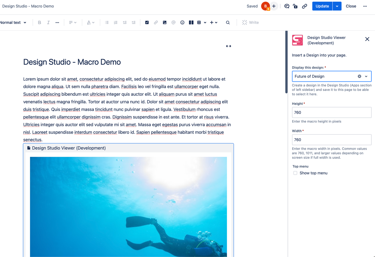 Embed Designs directly into Pages and Blogs