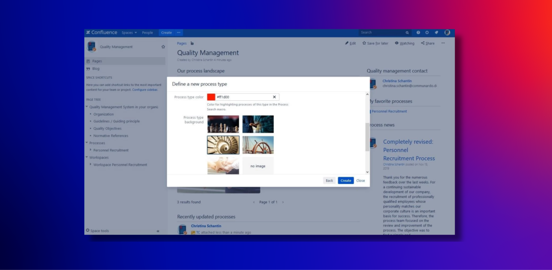 Start directly with blueprints for process types, processes, sub-processes and work spaces.