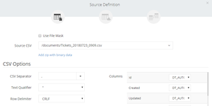 Import CSV files of different formats by specifying the corresponding options, use file masks to automate import.