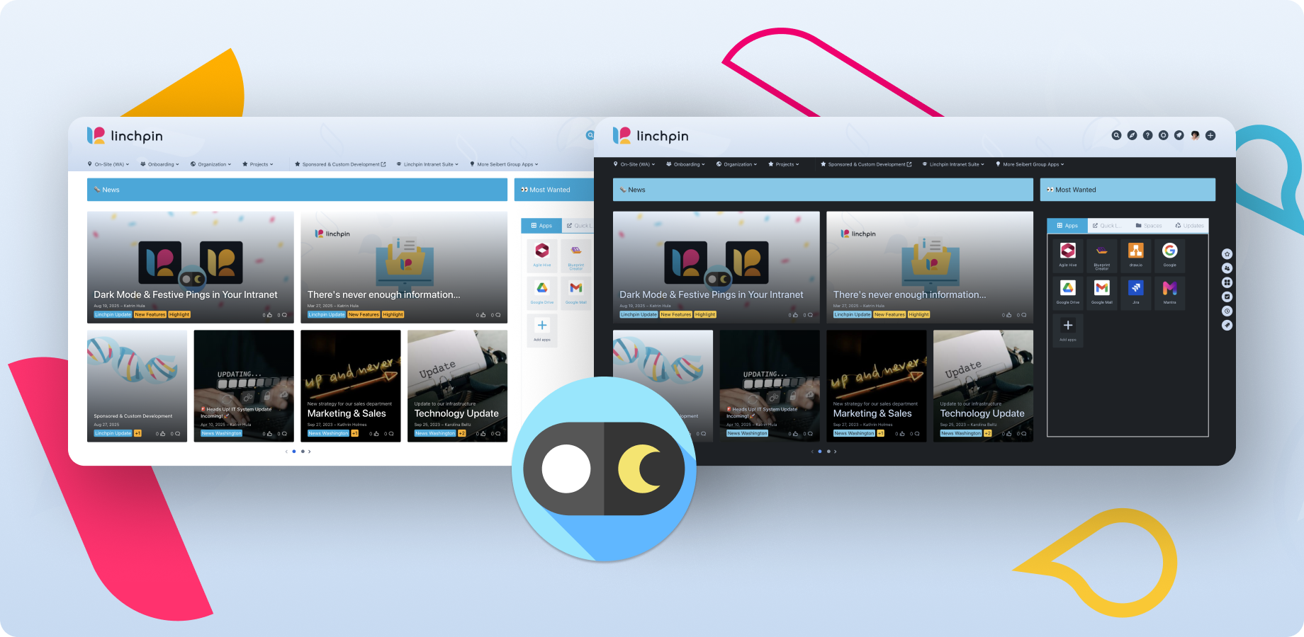 Your one-stop shop: Connect colleagues through extensive user profiles. Gather all tools in customizable menus (navigation). Stay informed at all times with prominent and attractive news! And lots more!