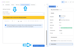 Example of how to apply Comment Template in a work item comment