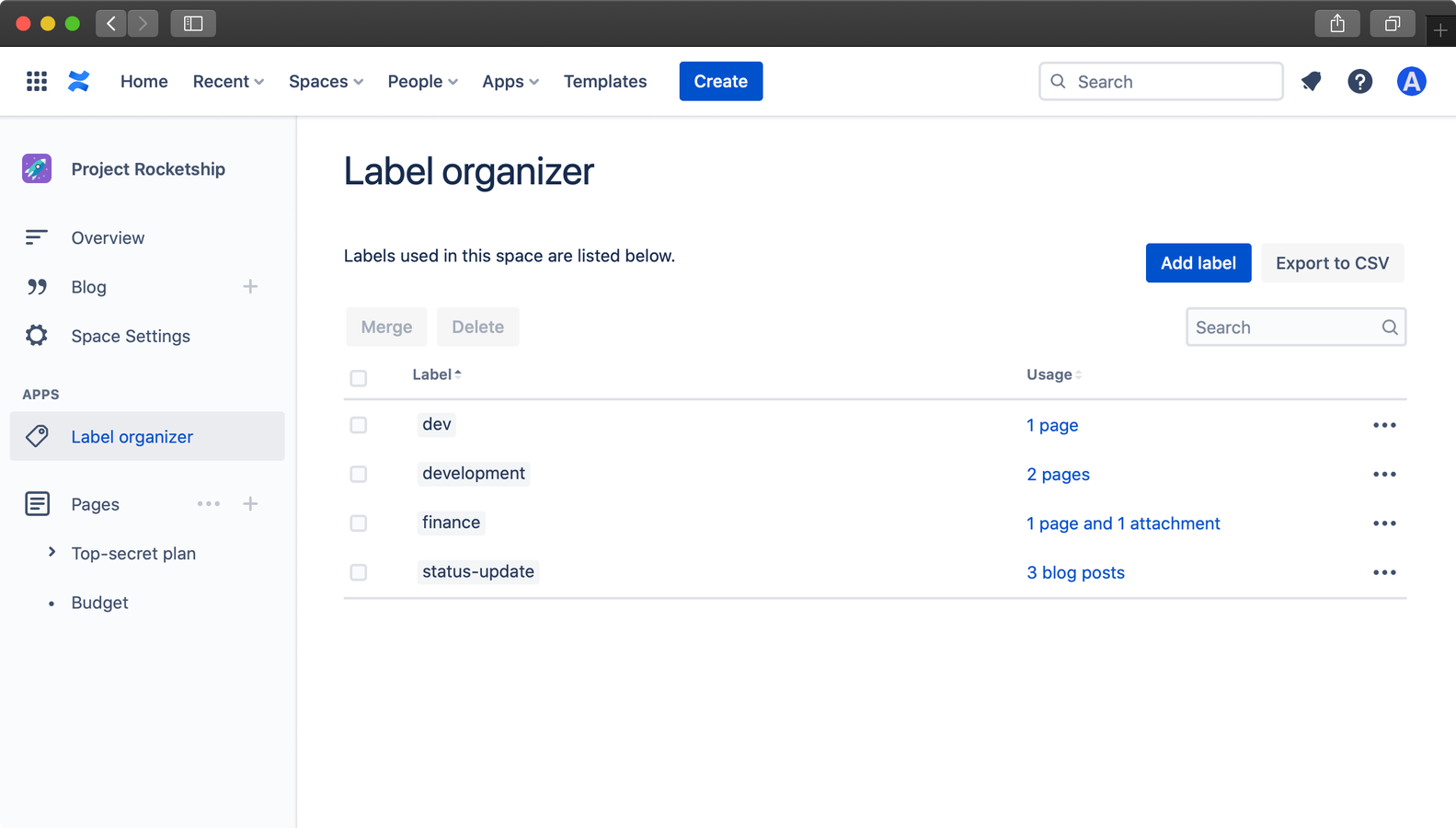 View and organize all your labels