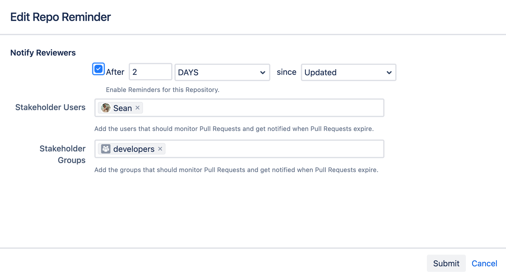 Repository wide Reminders