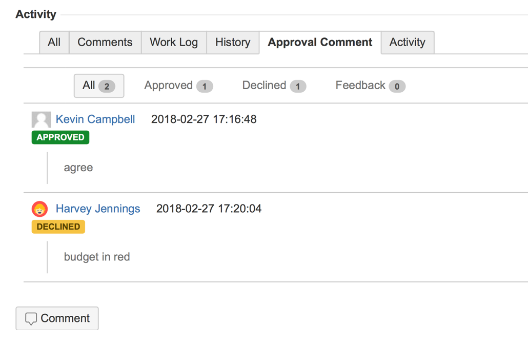 View approval comments