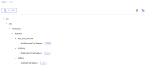 View feature files in a tree based layout instead of the card layout.