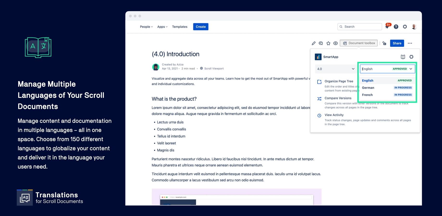 Author documentation in multiple languages
