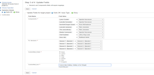If you have chosen earlier to alter certain system & custom fields, this dialogue appears and allows you to alter the output values with your receiving project(s) values