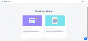 Transform full Confluence pages or only specific parts.