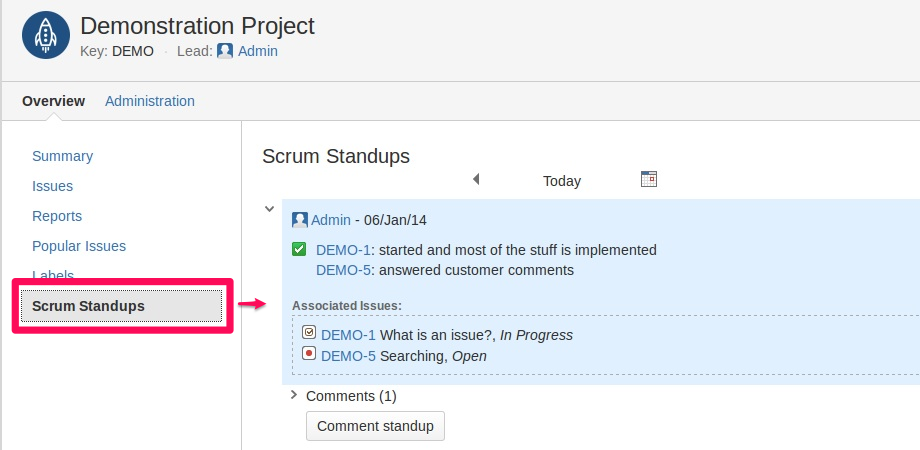 Read team's Standup reports for a project
