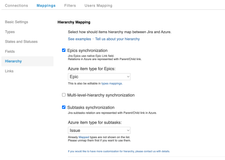 Users can customize their hierarchy sync by choosing how Epics are mapped. We’ve created a multi-level hierarchy synchronization option to support more complex hierarchies.