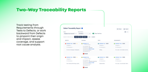 Use Xray's built-in Two-Way Traceability Reports to track testing from Requirements through Tests to Defects to assess coverage and root cause analysis.