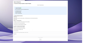 Upload template interface with clear instructions for cloning existing Confluence pages, URL input field, and visual examples showing how to copy page links from existing reports for template creation.