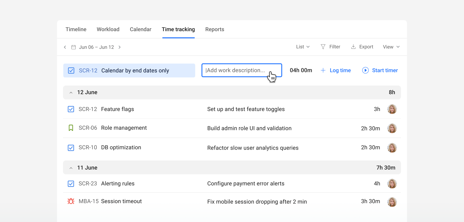 Gain insights into how much time you and your team really spend and make work hours more productive with Jira time tracking.