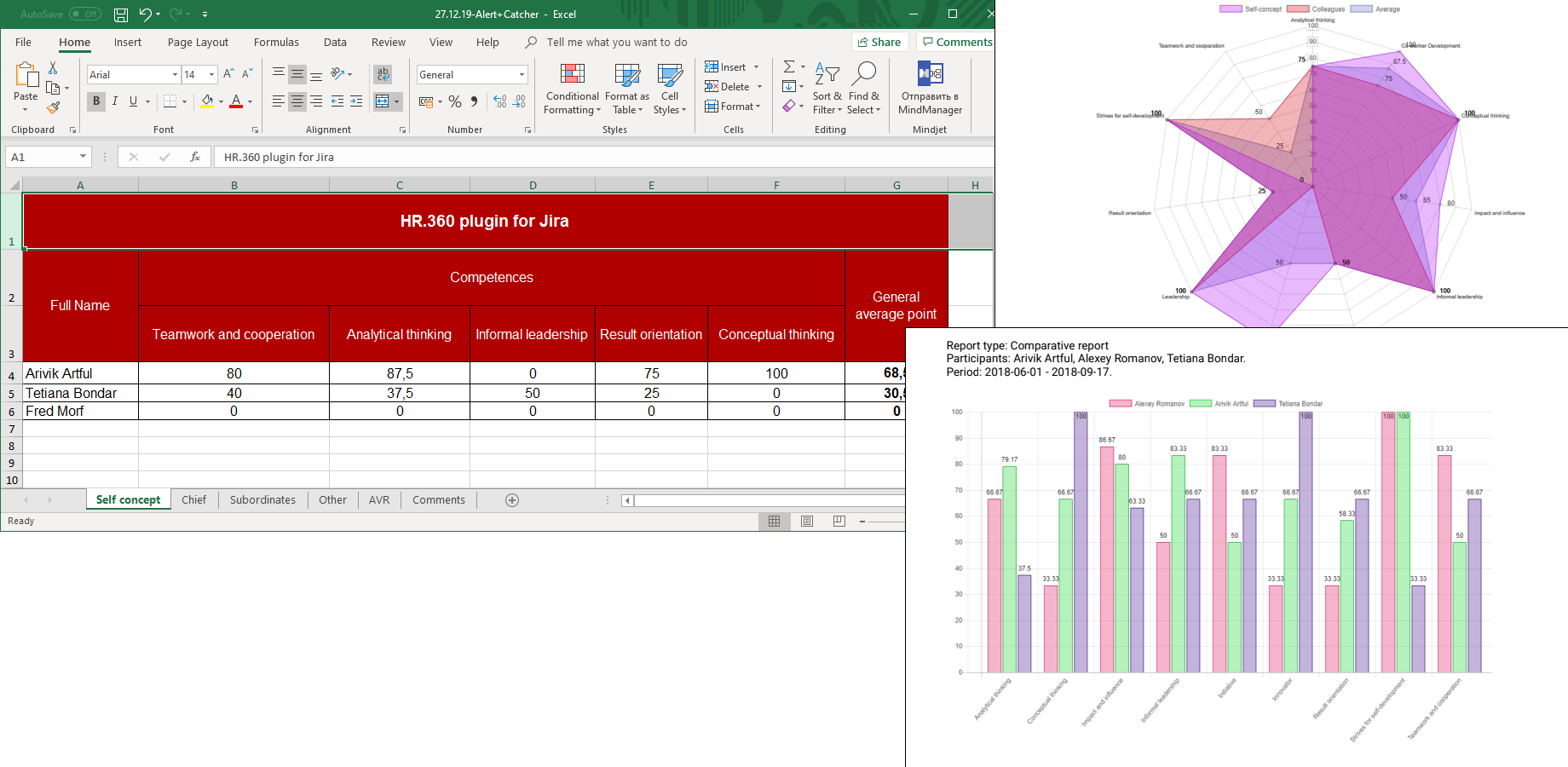 Reports: xls, pdf, comments
