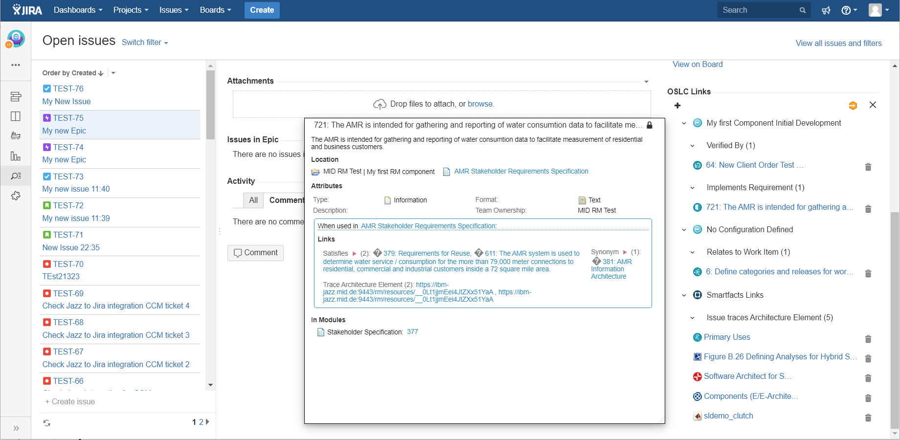 Delegated UI of DOORS Next in Jira