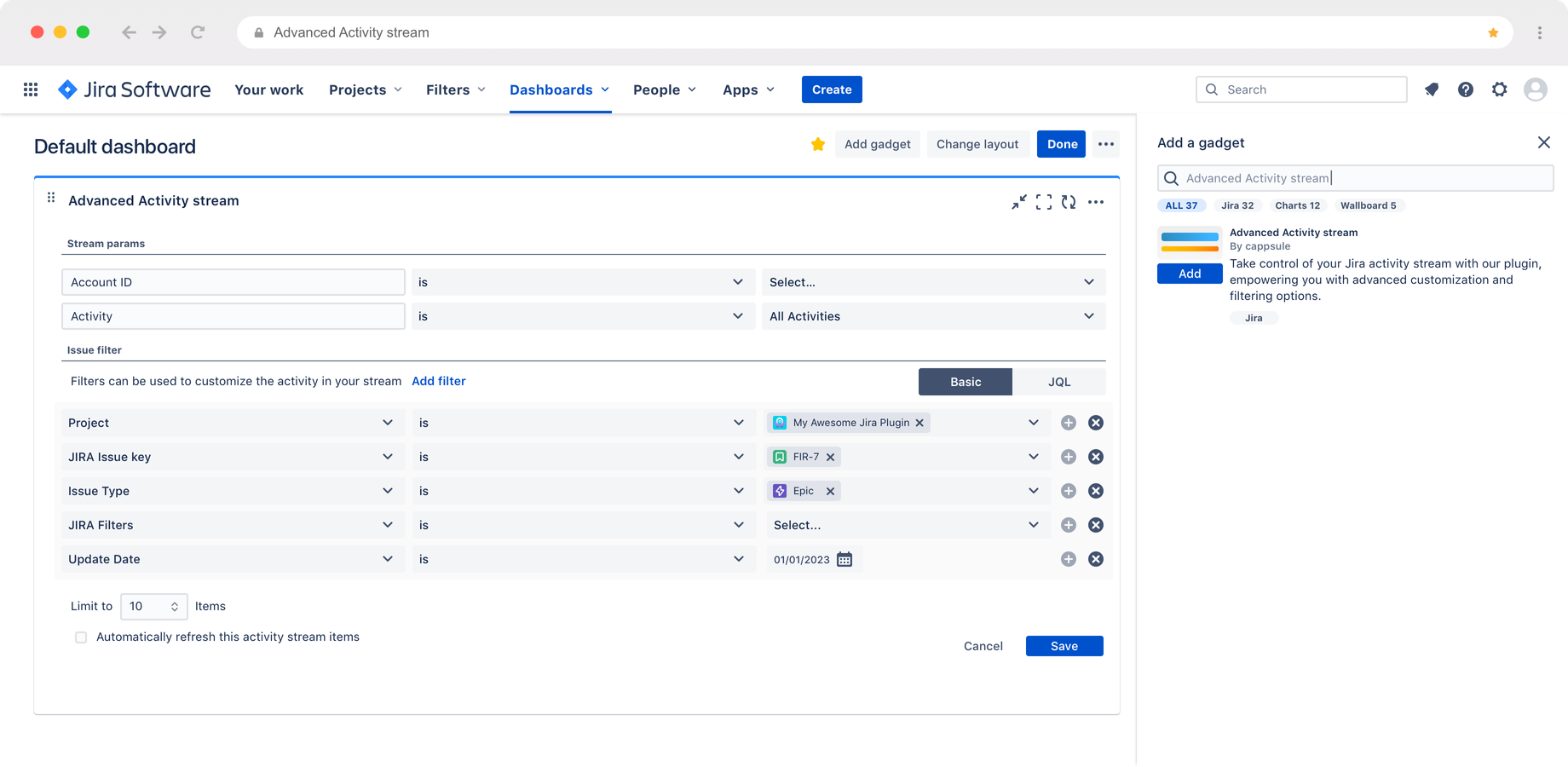 Advanced filtering capabilities