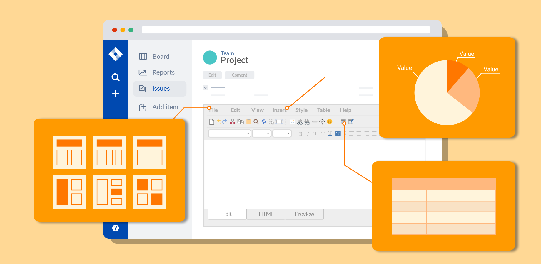Powerful WYSIWYG editor