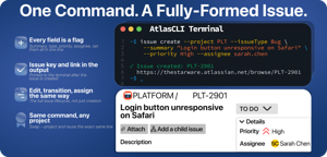 Create a fully formed issue with one command, and get the key and link straight in the terminal