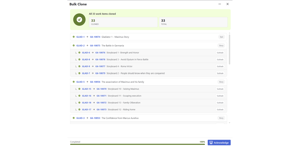 Watch your clone job run in real time — track every issue cloned, spot any failures instantly, and follow overall progress with a live status window and progress bar.