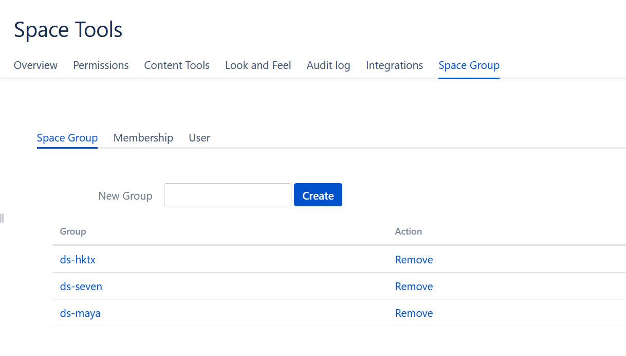 Create group in space