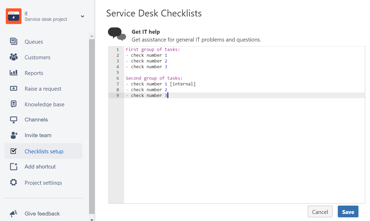 Easy checklist creation